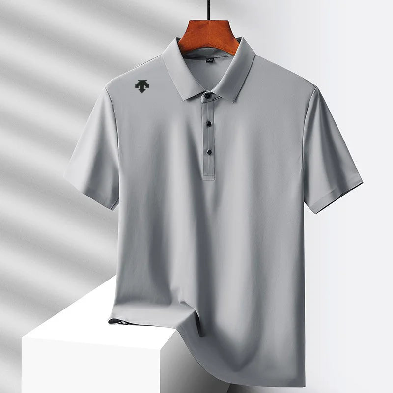 Brand Ice Silk Short sleeved Men's Printed Polo Shirt Fashion Sports Top Summer Comfortable Breathable Leisure High end T-shirt