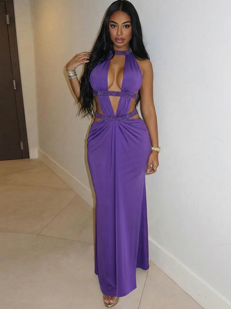 Sisterlinda Elegant Dress Women Chic Backless Patchwork Sparkle Bandage Irregular Sleeveless Sexy Beach Vacation Hottie Vestidos