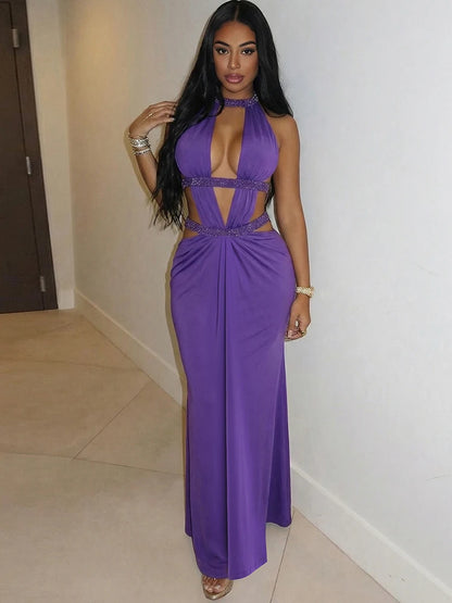 Sisterlinda Elegant Dress Women Chic Backless Patchwork Sparkle Bandage Irregular Sleeveless Sexy Beach Vacation Hottie Vestidos
