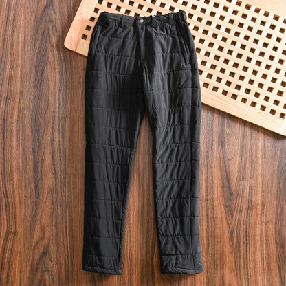 Thickened Quilted Men's Cotton Pants Fleece Lined Casual Long Trousers Warm Winter Autumn Wear Comfortable Breathable