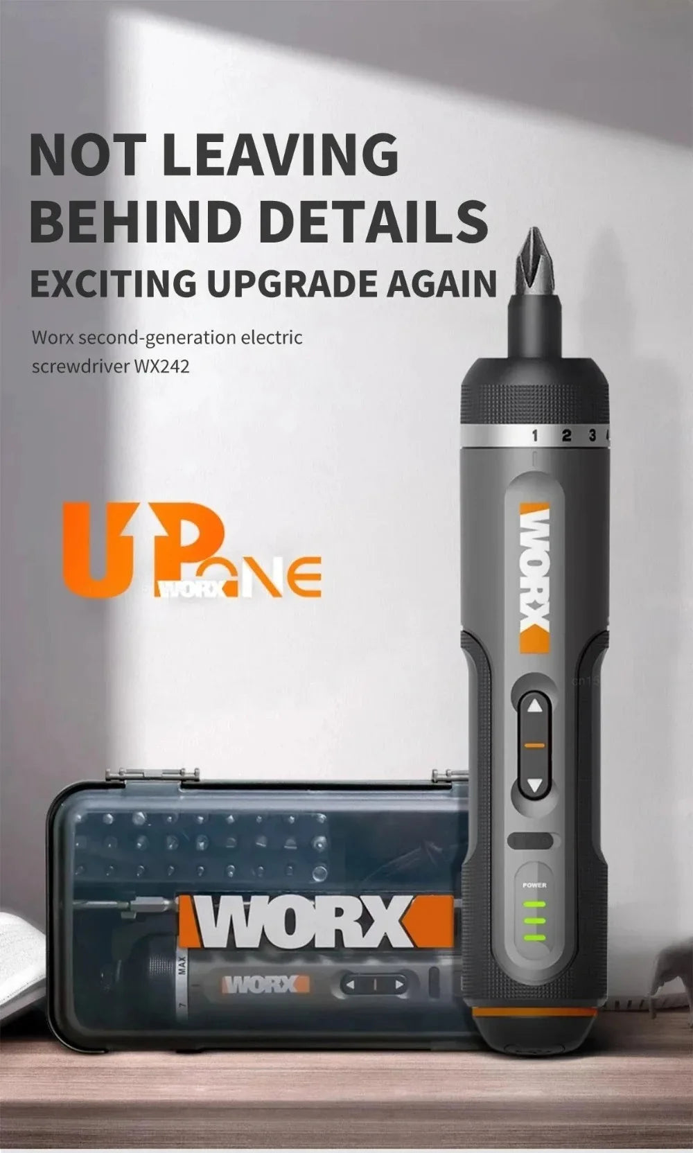 Worx 30 Bit Sets Power Tools WX242 Electrical Screwdriver Set Smart Cordless Drill Screwdrivers USB Rechargeable Set Home Repair