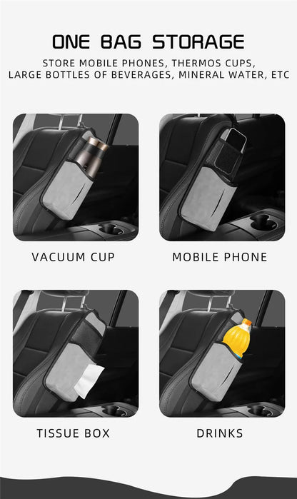 Car Seat Back Bag With Tissue Holder Car Seat Side Storage Bag Car Multifunctional Hanging Drink Holder Mesh Storage Pocket