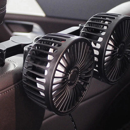 Dual Head USB Car Fan 360° Rotatable Portable Electric Air Conditioner Seat Fan 3 Speed for Home Office Driving