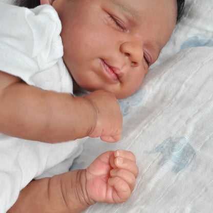 48 CM Soft Touch Silicone Asleep Reborn Baby Doll Toy For Girl Lifelike Black Skin Doll Kid Birthday Gift