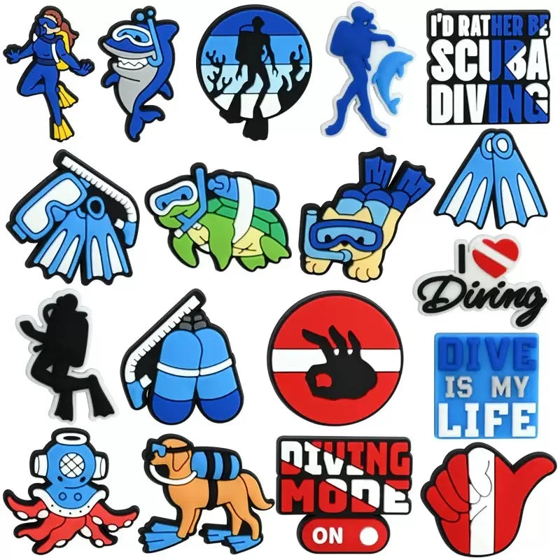 18-100pcs Dive Is My Life Shoe Charms PVC DIY Shoes Decoration Sandal Accessories Buckle for Kids Man Party Gifts