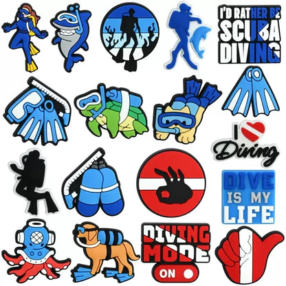 18-100pcs Dive Is My Life Shoe Charms PVC DIY Shoes Decoration Sandal Accessories Buckle for Kids Man Party Gifts