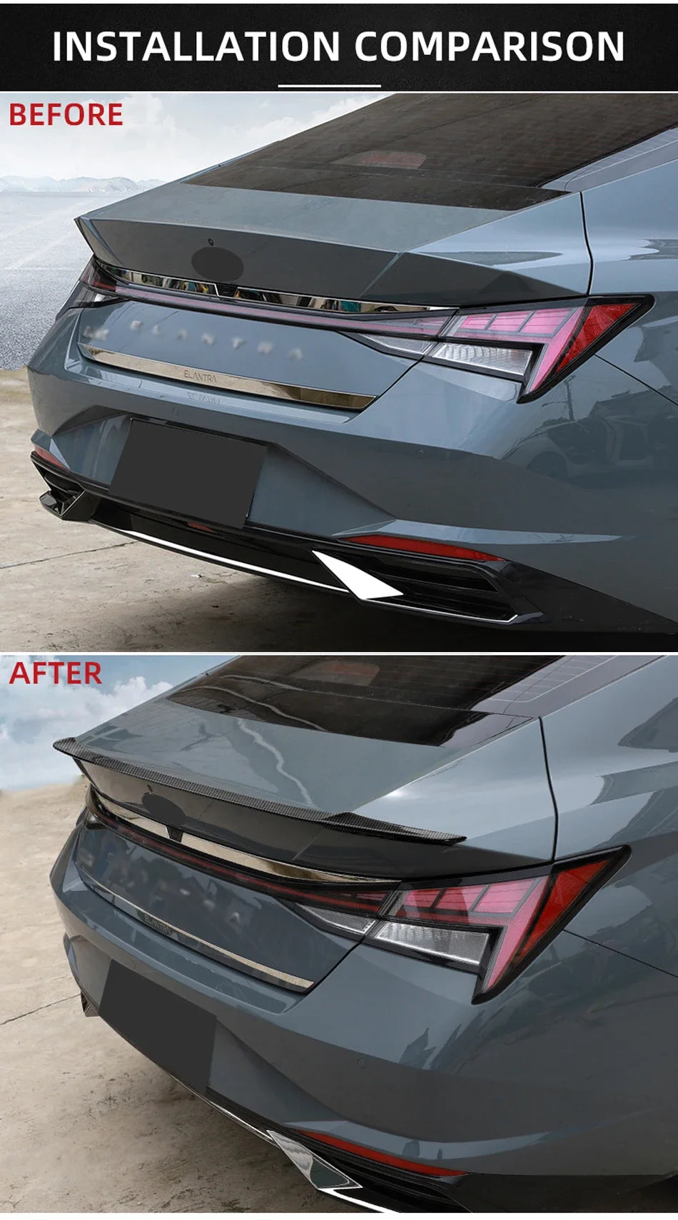 Rear Trunk Wing Spoiler Tail Fin for Hyundai Elantra CN7 2021 2022 Body Kit Tail Wings Fixed Wind Spoiler Cars Accessories