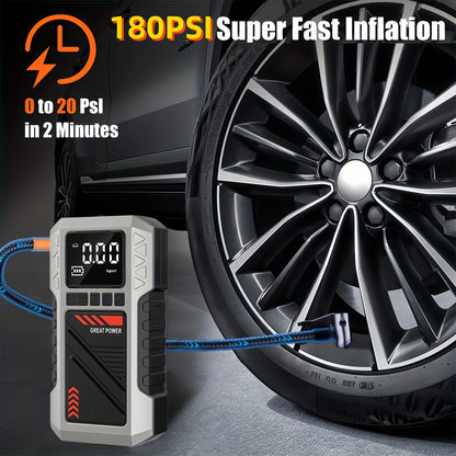 2-in-1 Car Battery Repair Kit (including 8000 ampere battery booster starter and 180 pound-force/square-inch air compressor)