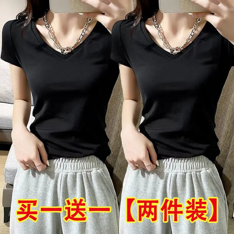 Summer Women's Slim Fit Short Sleeve T-Shirt Half Sleeve Base Shirt Versatile Base Layer Top Quality Polyester Fiber Commute ...
