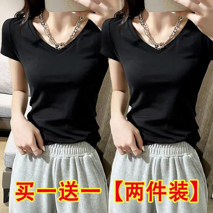 Summer Women's Slim Fit Short Sleeve T-Shirt Half Sleeve Base Shirt Versatile Base Layer Top Quality Polyester Fiber Commute ...