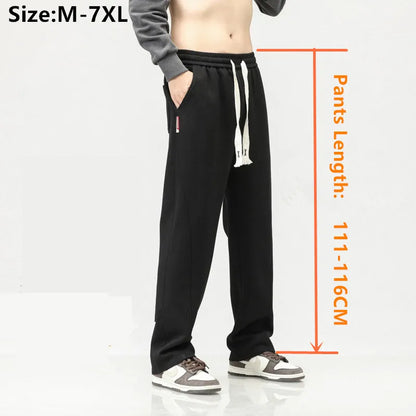 111CM 116CM Long Pants Tall Men Sports Straight Stretched Overalong Plus Size 7XL 6XL Lengthen Boys Sweatpants Male Trousers