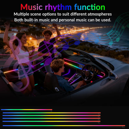 Symphony Streamer Car Ambient Light Interior LED Full Color RGB Neon Acrylic Strip Atmosphere Lighting Kit App