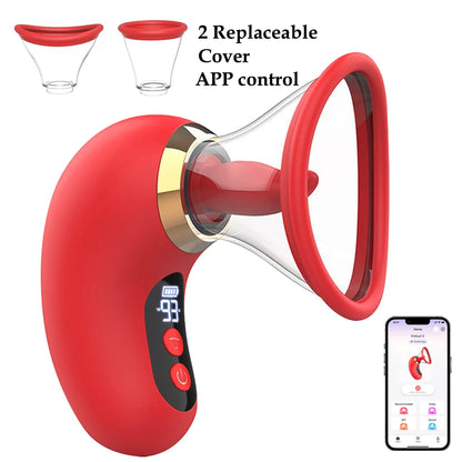 Sucker Tongue Licking Vibrator App Control Female Orgasm Vagina Nipples Clitoris Stimulator Masturbator  Sex Toy for Women
