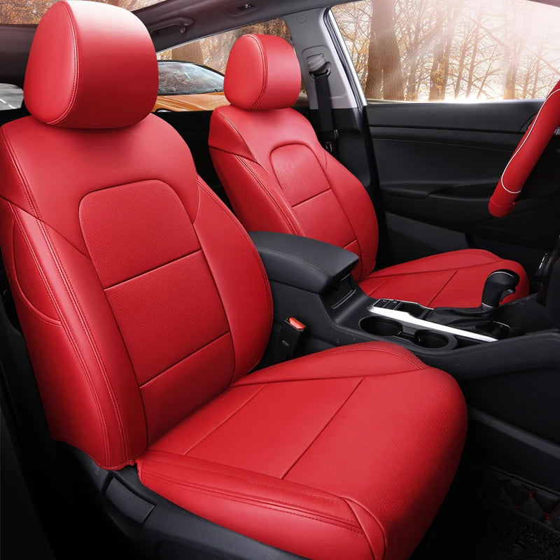 Custom Fit Car Accessories Seat Covers for Hyundai Santa Fe Tucson Elantra Palisade Kona Sonata Loniq 5-8 Seats Leather Full Set