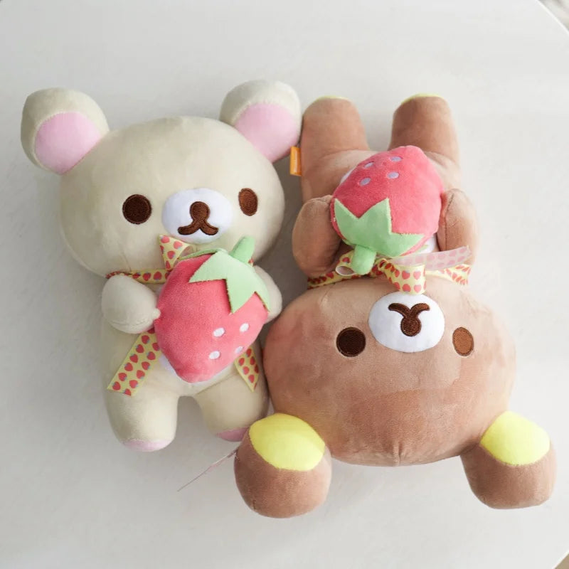 White Strawberry Rilakkuma Plush collection Teddy Bear Peluche Anime Bear Kuma Plushies Stuffed Doll Kawaii Room Decor Girl Gift