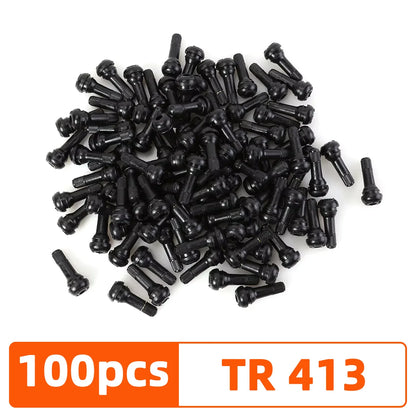 YONGRUN 4/10/50/100PCS Car Tire Valve Stem TR413/TR414 Snap In Tire Valve Stem With Dust Cover Black Rubber Valve Automotive Par