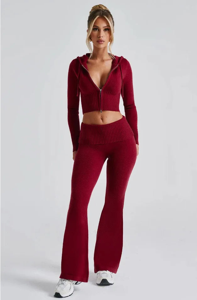 Spring New Women's Clothing Slim-fit Short Hooded Top Casual Pants Fashion Suit Women's Two-piece Set