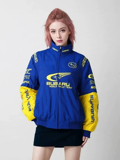 Spring and Autumn Subaru F1 sport embroidered racing suit long sleeved outdoor cycling jacket thin jacket