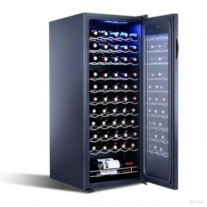 Wine cooler for home bar use, stainless steel, black, 46-bottle capacity with single-zone dual-temperature control for red, whi