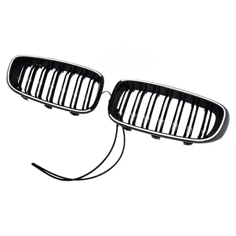 For BMW 3 Series GT F34 2012 - 2020 Double Lines Fromt Bumper Kidney Racing LED Light Grille Lamp Grill Gloss Black Car Styling