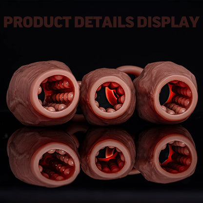 Open-Head Penis Sleeve with Round Granular Beads Dots-Silicone Male Delay Lock Sperm Ejaculation Reusable Cock Extender Sex Toy
