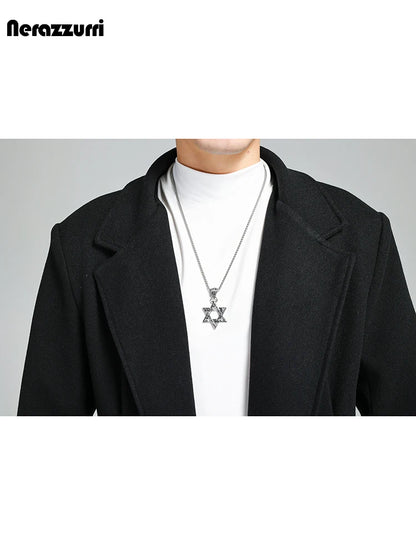 Nerazzurri Autumn Winter Extra Long Soft Black Warm Woolen Coat for Men Loose Casual Korean Fashion 2023 Wool & Blends Overcoat
