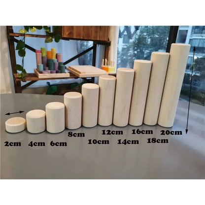Kids Large Wood Building Rollers Pastel Blocks Stain Lime Stacking Cylinders Forest Trees Rings  Educational Creative Toys