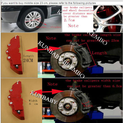 KUNBABY Universal 4 Or 2Pcs Aluminum Metal Brake Caliper Cover Without Logo Styling Fixing By Screws Car Accessiries