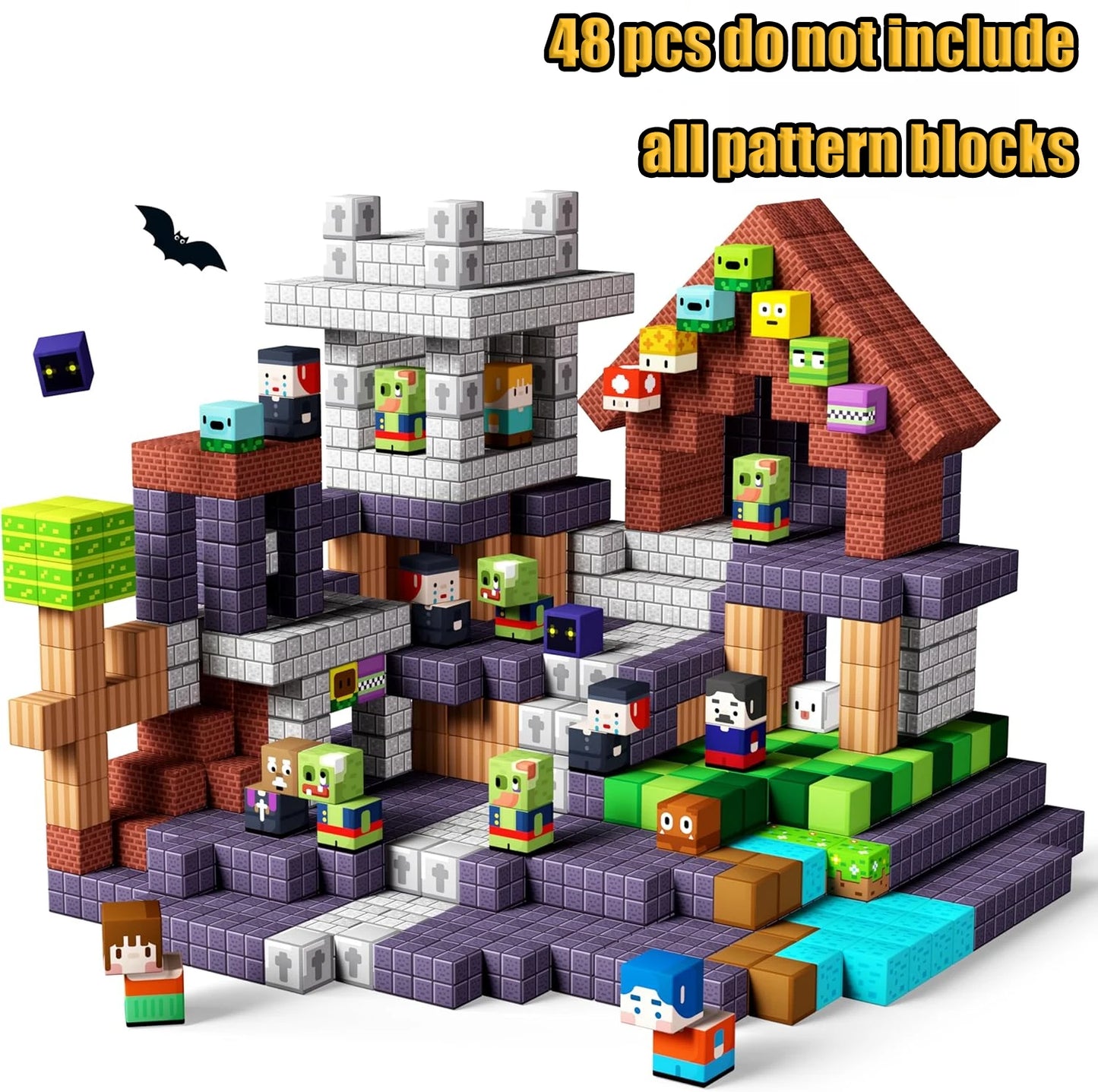 Magnetic Building Blocks New Mine World Magnetic Snow Ice Castle Construction Brick Cube STEM Boy Girl Children Toy Set Gift
