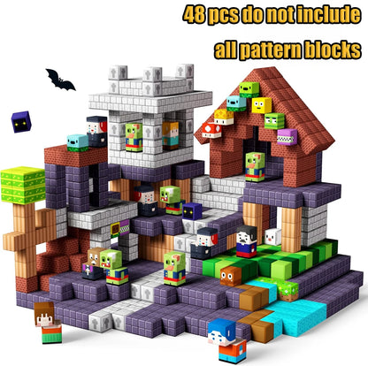 Magnetic Building Blocks New Mine World Magnetic Snow Ice Castle Construction Brick Cube STEM Boy Girl Children Toy Set Gift