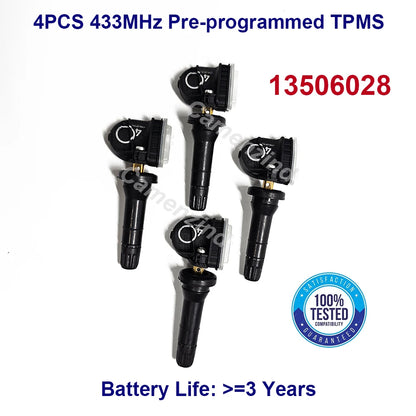 4Pcs 13506028 13598773 TPMS Tire Pressure Sensor For Opel Astra J k Adam Ampera Antara Insignia Meriva B Corsa D Mocha Zafira C