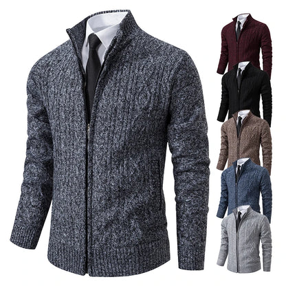 Winter Plus Velvet Sweaters Cardigan Thick High Collar Sweatshirt Men's Coat Knitted Jumper Brand Knitwear Hombre Clothing