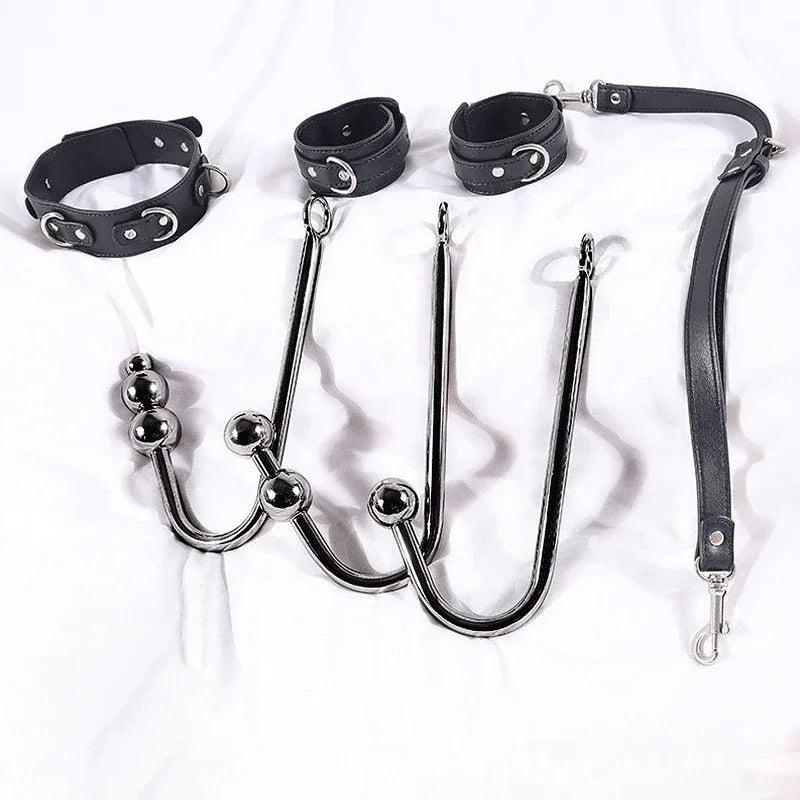Alternative Sexual Couples Kit Metal Anal Hook Harness Necklace Bondage Handcuffs BDSM Sex Toys for Women Sadomasochism Accessor