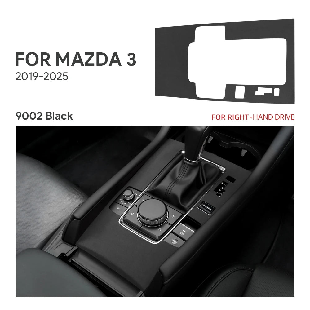 For Mazda 3 Axela 2019 2020 2021 2022 2023 2024 2025 Central Console Gear Shift Panel Top Suede Sticker Car Interior Trim