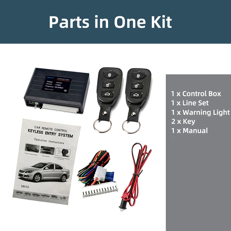 HIPPCRON 12V Car Auto Remote Central Kit Door Locking And Unlock Universal Vehicle Keyless Entry System with 2 Remote Control