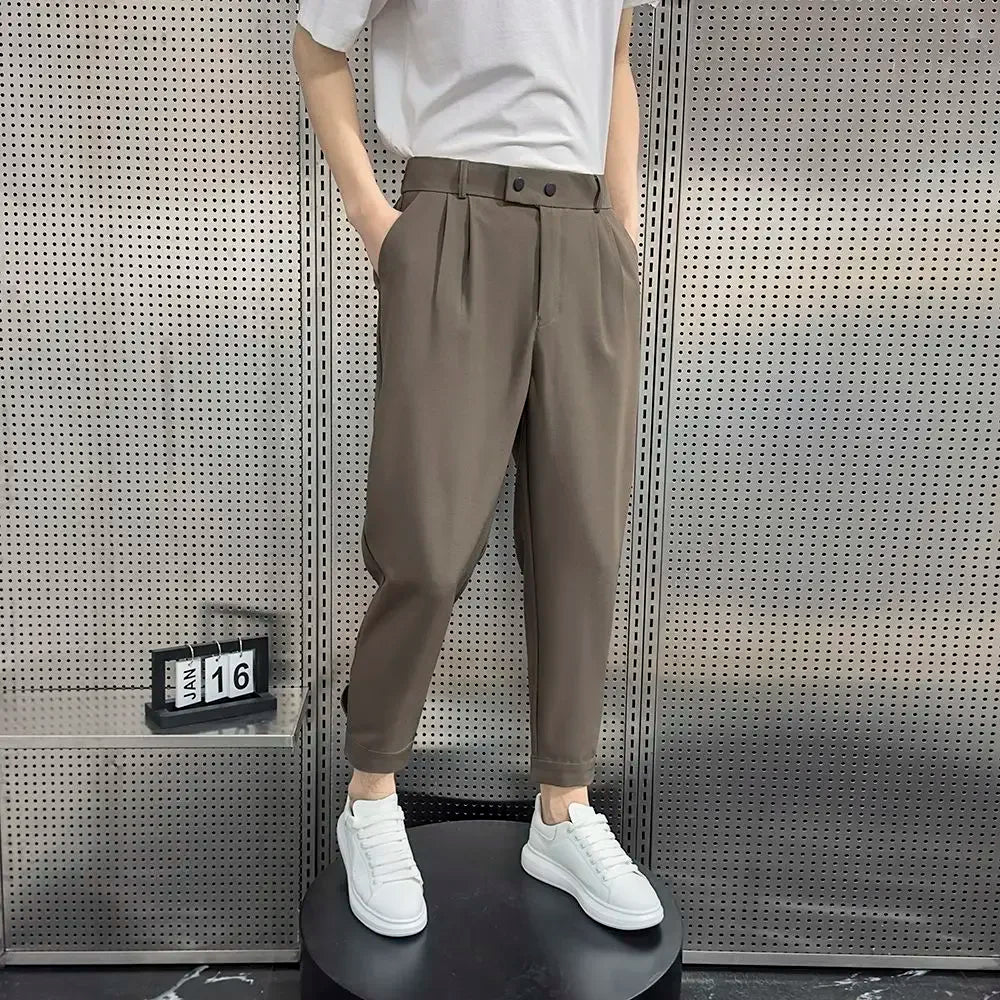 Baggy Trousers for Men Elastic Khaki Man Suits Pants Stretch Spring Clothes Slacks High Quality Fashion Tailoring Summer 2025 Up