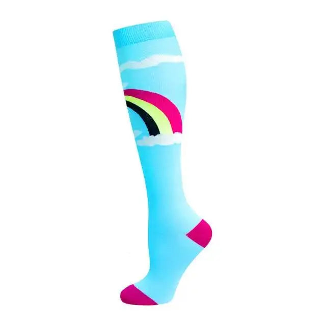 Sport Compression Stockings Funny Pattern Halloween ballon Dot Leg Pressure Running Cycling Multi Color Compress Socks