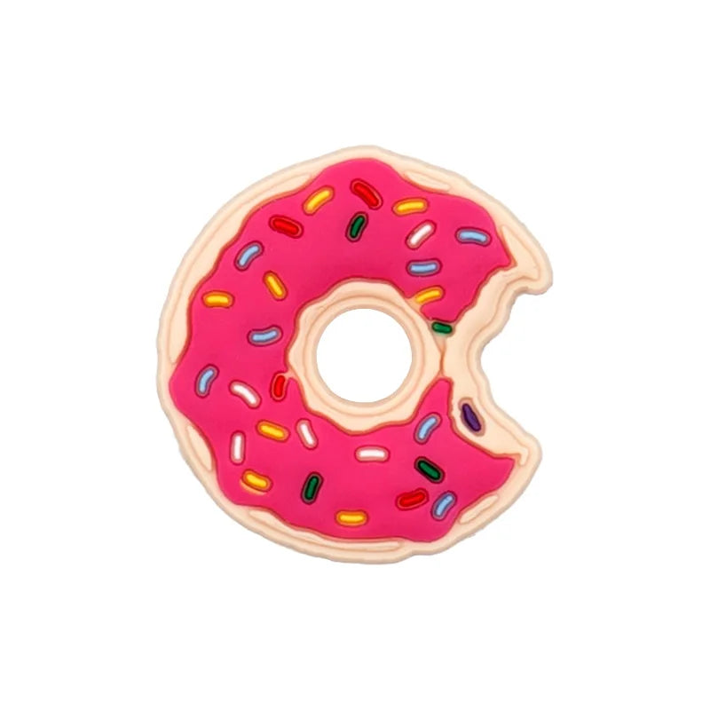 1/30/90PCS Pink Peach Donuts Milk Cow Shoe Charms Perfume Flower Heart Piano Shoe Accessories Decoration Fits All Clogs for Wome