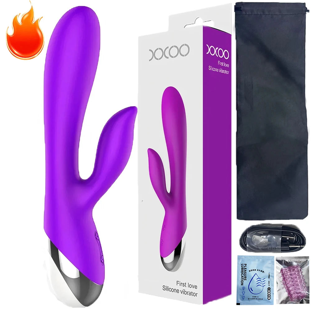 Rabbit Vibrator for Women USB Rechargeable G Spot Dildo Vibrator Clitoris Stimulator Dual Stimulation Female Masturbator SexToy