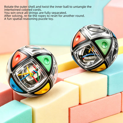 Twisty String Puzzle Ball, 3D Brain Teaser Fidget Cube Toy, Color Matching Logical Thinking Game for Kids Ages 3+