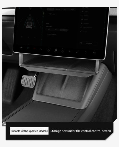 For Tesla Model Y Juniper 2025 Accessories Under-Screen Storage Organizer Box Center Console Screen Protect Trim Charge Pad Mat