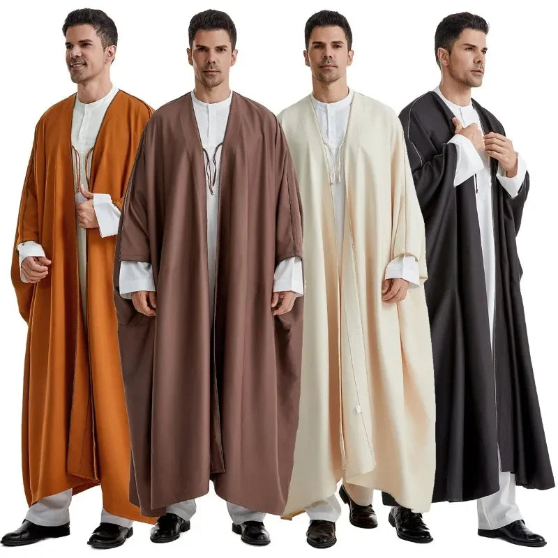 Saudi Arabian Men's Tobey Robe Dubai Robe Abaya Middle Eastern Men's Cloak Islamic Festival and Traditional Ceremonial Clothing