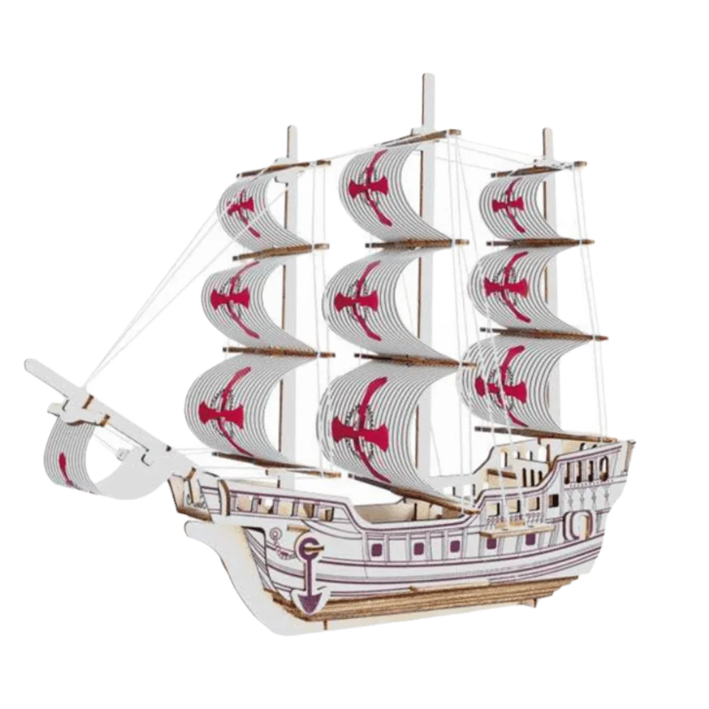 Wooden Material Dutch Ship 3D Puzzle Children Gits Classic Ship DIY Assembled Model 3D Construction Wooden Model Kit Home Decor