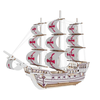 Wooden Material Dutch Ship 3D Puzzle Children Gits Classic Ship DIY Assembled Model 3D Construction Wooden Model Kit Home Decor