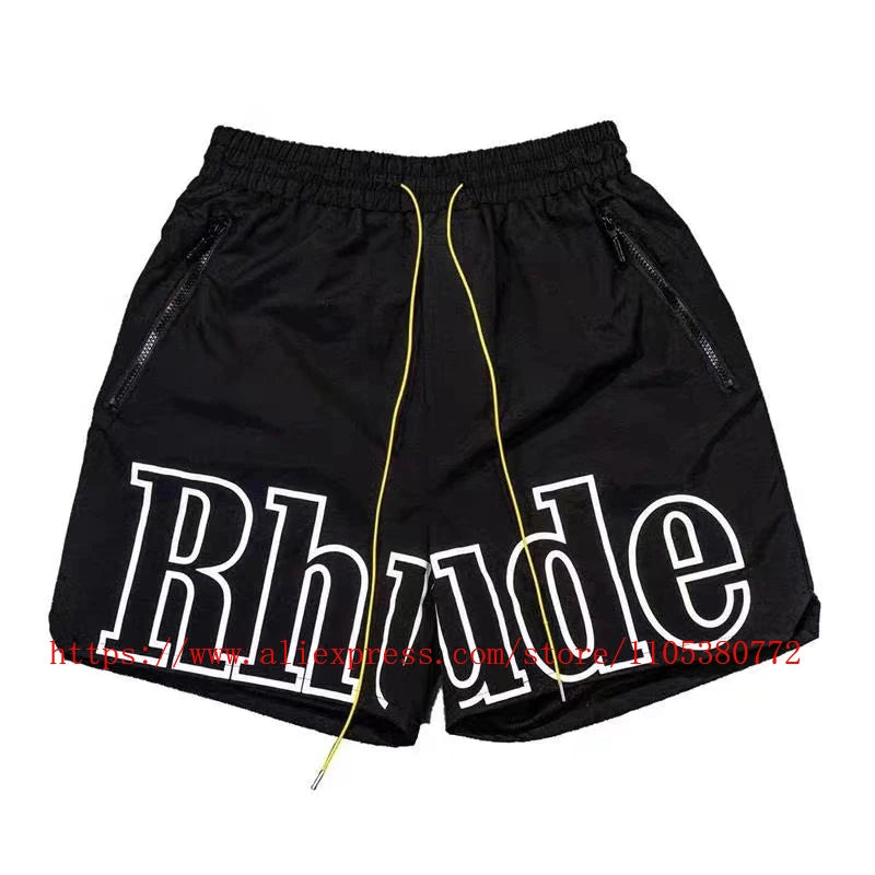 New Arrival RHUDE Print Casual Shorts Loose Street Shorts with Pockets Men's High Quality Shorts