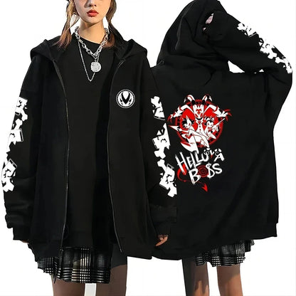Trendy Anime Hooded Cardigan Unisex Harajuku Style Casual Fashion Long Sleeve Jacket Autumn Winter Fleece Zipper Sweatshirt