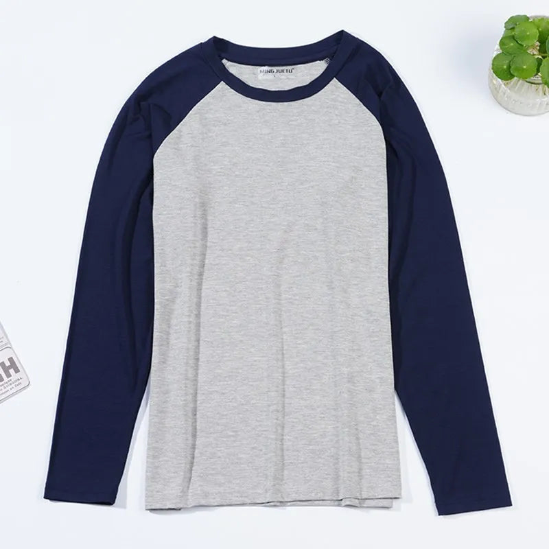 Men's Long Sleeved Plus Size Soft Loose Breathable  Sleepwear Spring Summer Autumn and Winter Season Pajamas  Home Wear Tpi Tops