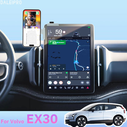 For Volvo EX30 2024 2025 Special Magnetic Phone Holder Screen Border Fixed Adjustable Metal Phone Holder RHD LHD Accessories