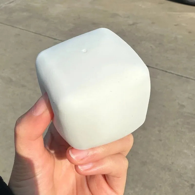 Squishy Milk White Tofu Squeeze Toy Cute White Square Sensory Stress Relief Fidget Toys Dough Ball Gifts for Adults Best Gift