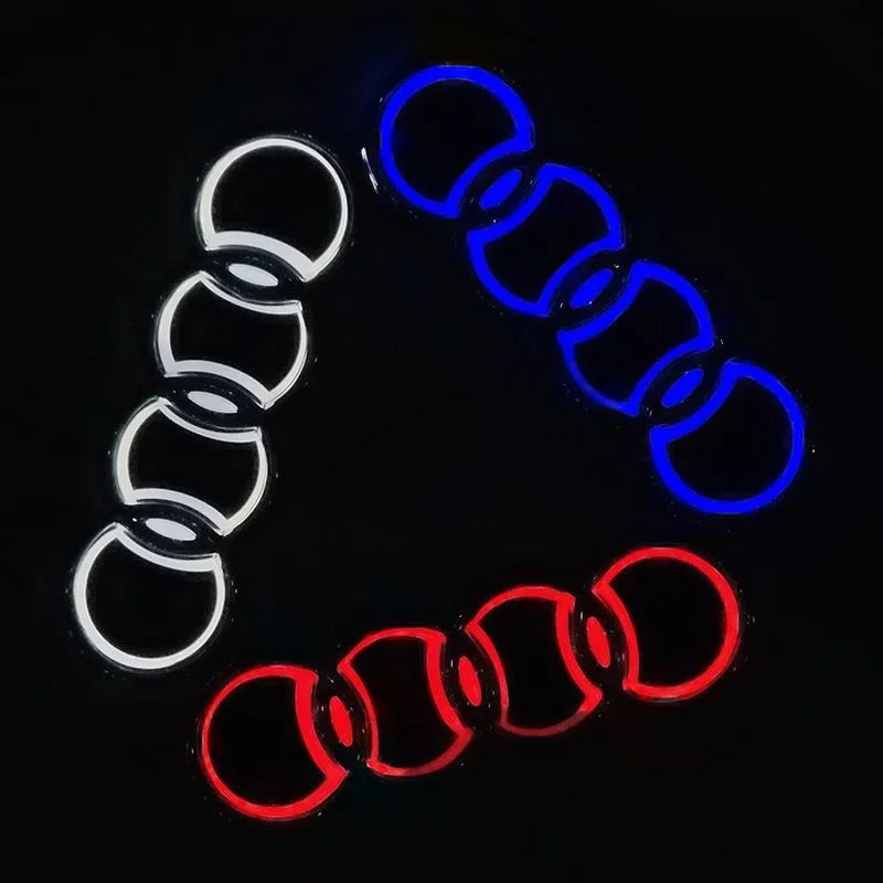 18*5.8CM is suitable for 5D Audi refitting personalized decorative light Q3 A3 Q5 TT A5 A8 rear logo LED light emitting logo.